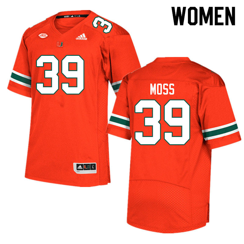 Women #39 Cyrus Moss Miami Hurricanes College Football Jerseys Sale-Orange